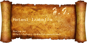 Hetesi Izabella névjegykártya